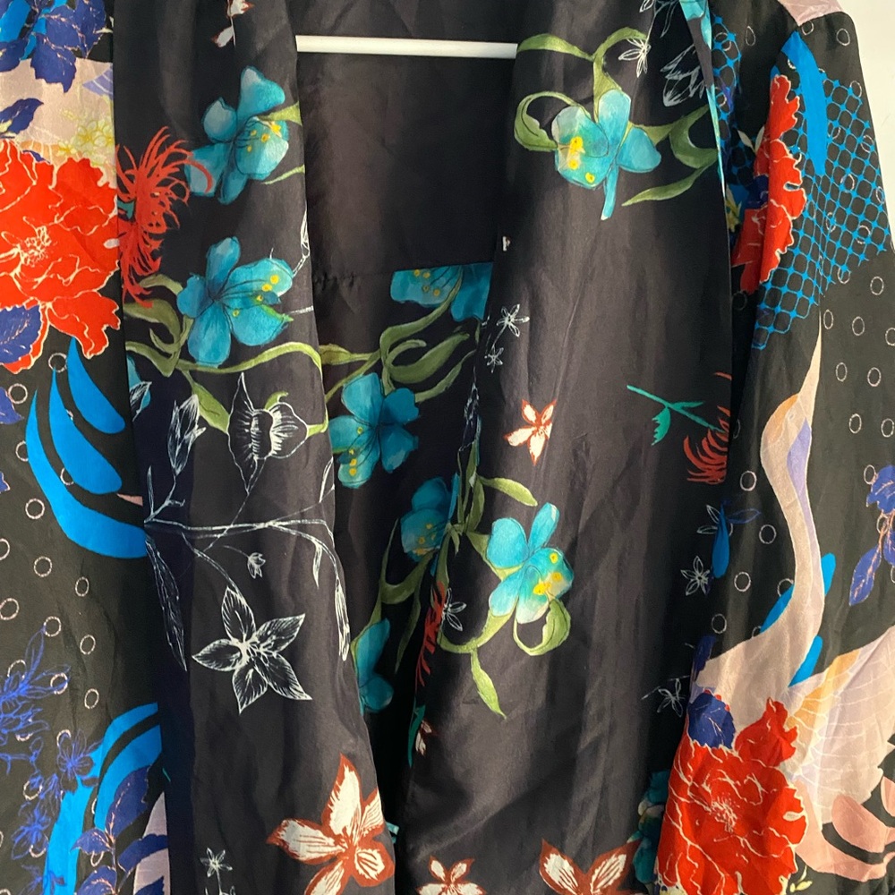 Johnyy Was reversible silk Floral Kimono with Vibrant Patterns size L - Picture 11 of 14
